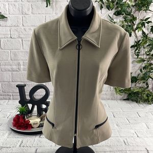 Women’s Positive Attitude Tan Short Sleeve Pockets Zip Up Jacket (4) AM15